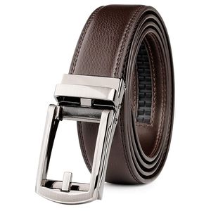 Mens Leather Ratchet Adjustable Dress Belt Brown